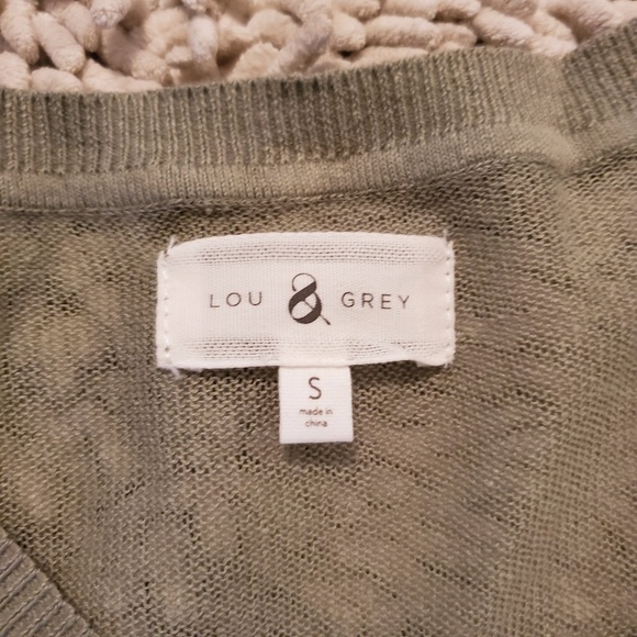 Lou & Grey Light Green V Neck Sweater - Picture 3 of 4